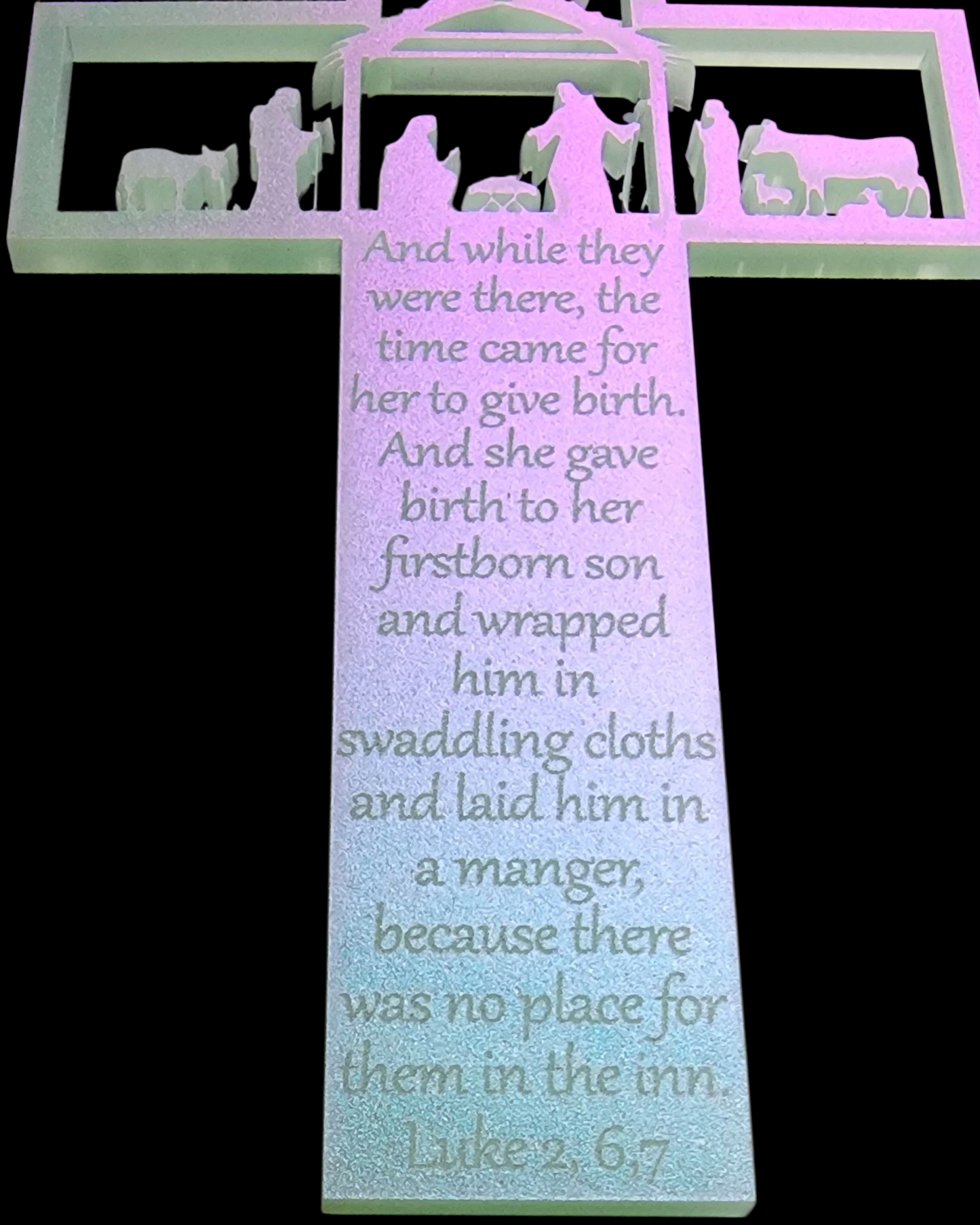 Cross Bookmark With Stable & Luke Bible Verse Engraved